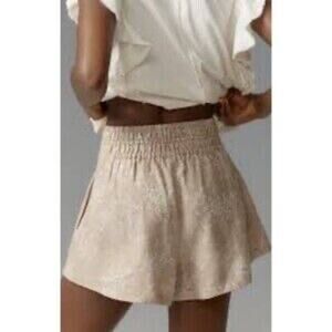 Anthropologie somerset printed linen shorts neutral motif Large NWT